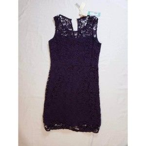 Lace Dress ~Skies Are Blue~ Lexee, Crochet Dark Purple Size M, Cocktail